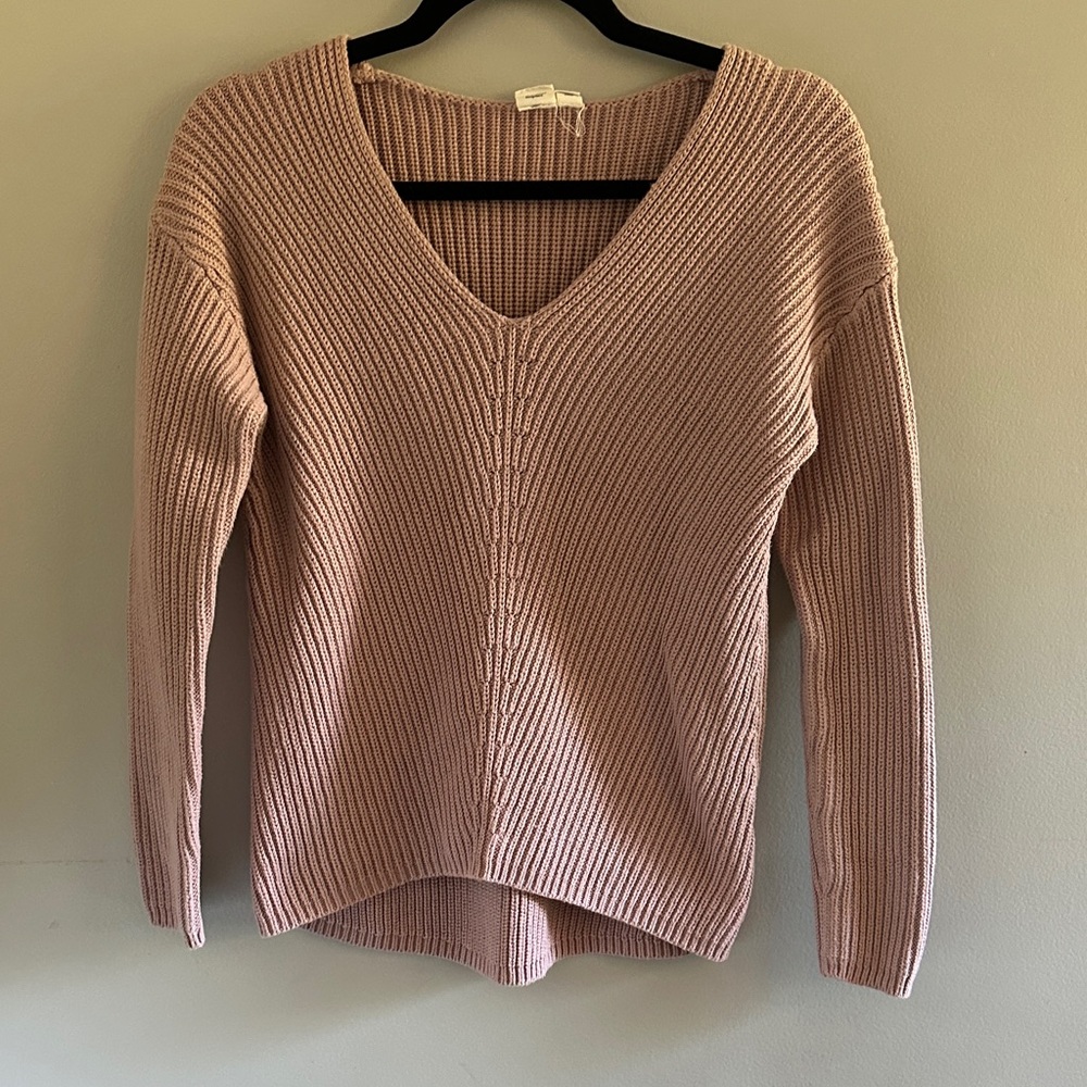 tentree Women's V-Neck Sweater - Soft Pink - Picture 1 of 6